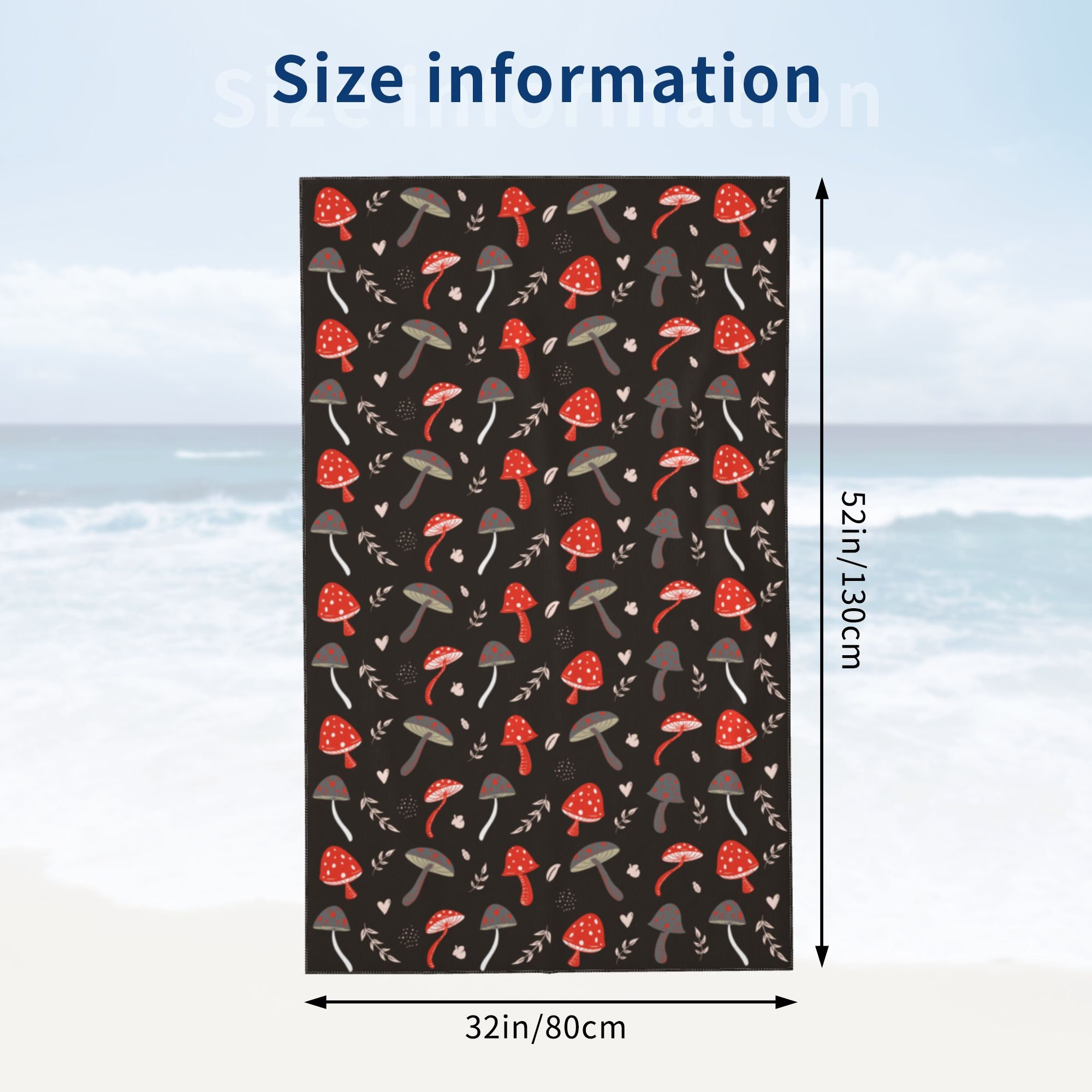 Magic Mushroom Bath Towel Mushroom Beach Towels, Cottagecore Beach