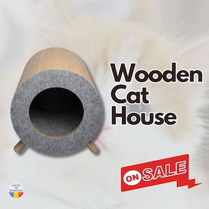 Haustiermöbel, Katzenholzhaus, Stilvolles Katzenhaus, Katzeninnenhaus, Katzenruhebereich aus Holz, Katzenhaus für große Katzen, Haus für Katze,