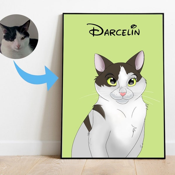 Custom Cartoon Cat & Dog Portrait From Photo, Cartoon Pet Portrait, Pet Art Cartoon Style, Custom Dog and Cat Gift, Pet Digital Illustration