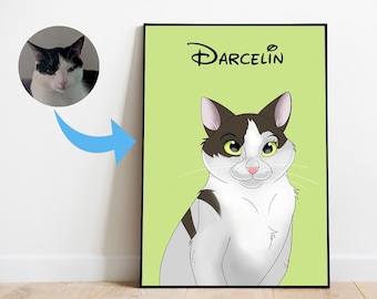 Custom Cartoon Cat & Dog Portrait From Photo, Cartoon Pet Portrait, Pet Art Cartoon Style, Custom Dog and Cat Gift, Pet Digital Illustration