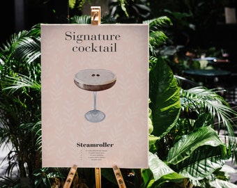 Signature Drink Sign, Minimalist Bar Menu Template, Modern Editable Drink Menu, Printable Bar Menu, Printed or Digital