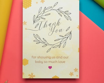 Cartes de remerciement florales modernes imprimées, carte de remerciement pour baby shower, cartes de remerciement baby shower, cartes de correspondance, cartes de remerciement de mariage personnalisées