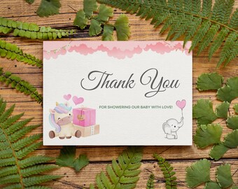 Cartes de remerciement florales modernes imprimées, carte de remerciement pour baby shower, cartes de remerciement baby shower, cartes de correspondance, cartes de remerciement de mariage personnalisées