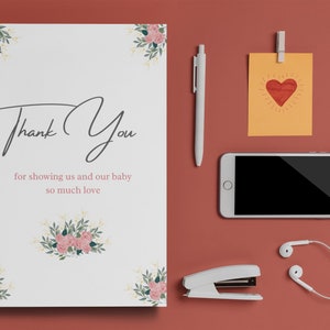 Tarjetas de agradecimiento florales modernas impresas, tarjeta de agradecimiento de despedida de soltera, tarjetas de agradecimiento de baby shower, tarjetas de notas, tarjetas de agradecimiento de boda personalizadas