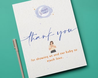 Cartes de remerciement florales modernes imprimées, carte de remerciement pour baby shower, cartes de remerciement baby shower, cartes de correspondance, cartes de remerciement de mariage personnalisées