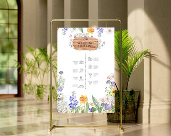 Printed Modern Wedding Program, Printed Ceremony, Wedding Ceremony With Wedding Day Timeline, Ceremony Program Details, Printed Wedding Card