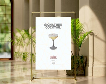 Signature Drink Sign, Minimalist Bar Menu Template, Modern Editable Drink Menu, Printable Bar Menu, Printed or Digital