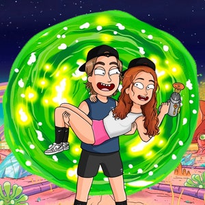 Rick and Morty Portrait, Rick and Morty Couple Portrait, Rick and Morty Poster, Rick and Morty Custom Portrait