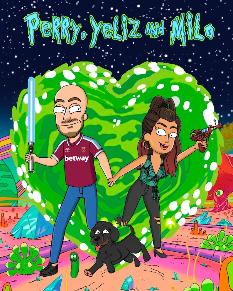 Rick and Morty Portrait, Rick and Morty Couple Portrait, Rick and Morty Poster, Rick and Morty Custom Portrait