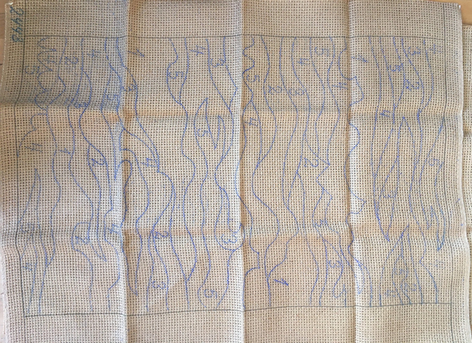 Rya Rug Making Kit. 70 X 110cm. Design Drawn Onto the Jute Backing for