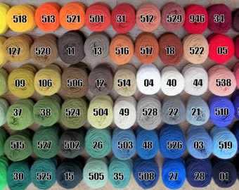 Wool Rug Yarn. For Punch Needle, Rya Rugs, Rug Hooking, Tufting projects. Quality Norwegian Worsted Wool. 63 Natural Colours to choose from.