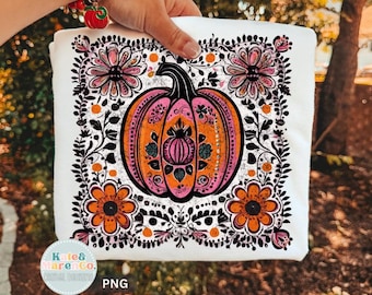 Boho Pumpkin PNG: Fall Floral Pumpkin Design (Digital Download)