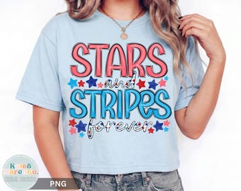 Stars and Stripes PNG: Preppy Girls 4th of July Memorial Day Design (Digital Download)