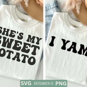 ella es mi batata svg, yo ñame svg, pareja de acción de gracias svg, divertido otoño svg, archivo de corte cricut y sublimación