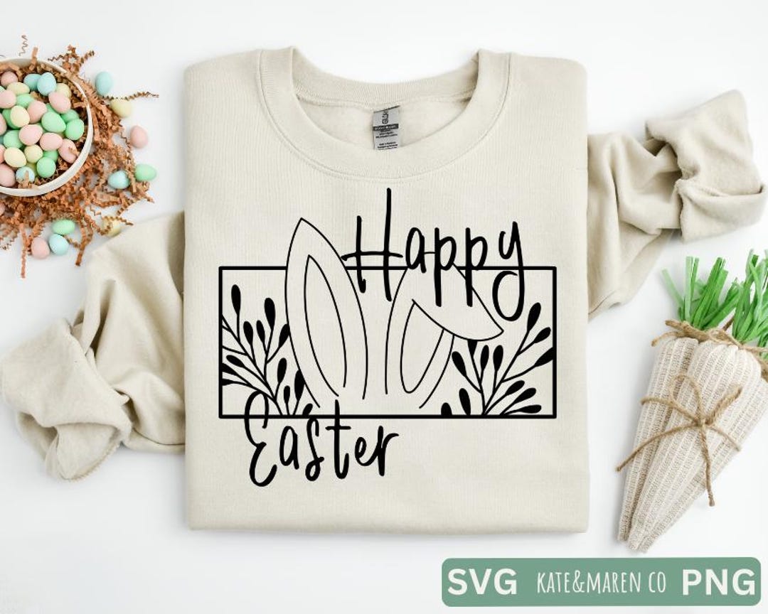 Bunny Ears Svg, Happy Easter Svg and Png, Boho Easter Flower Cricut Cut ...
