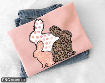 Leopard Bunny Easter PNG: Girl's Preppy Easter Design (Digital Download)