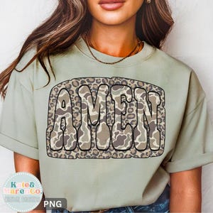 Amen PNG: Kamouflage Leopardmönster Religiös Design (Digital Nedladdning)