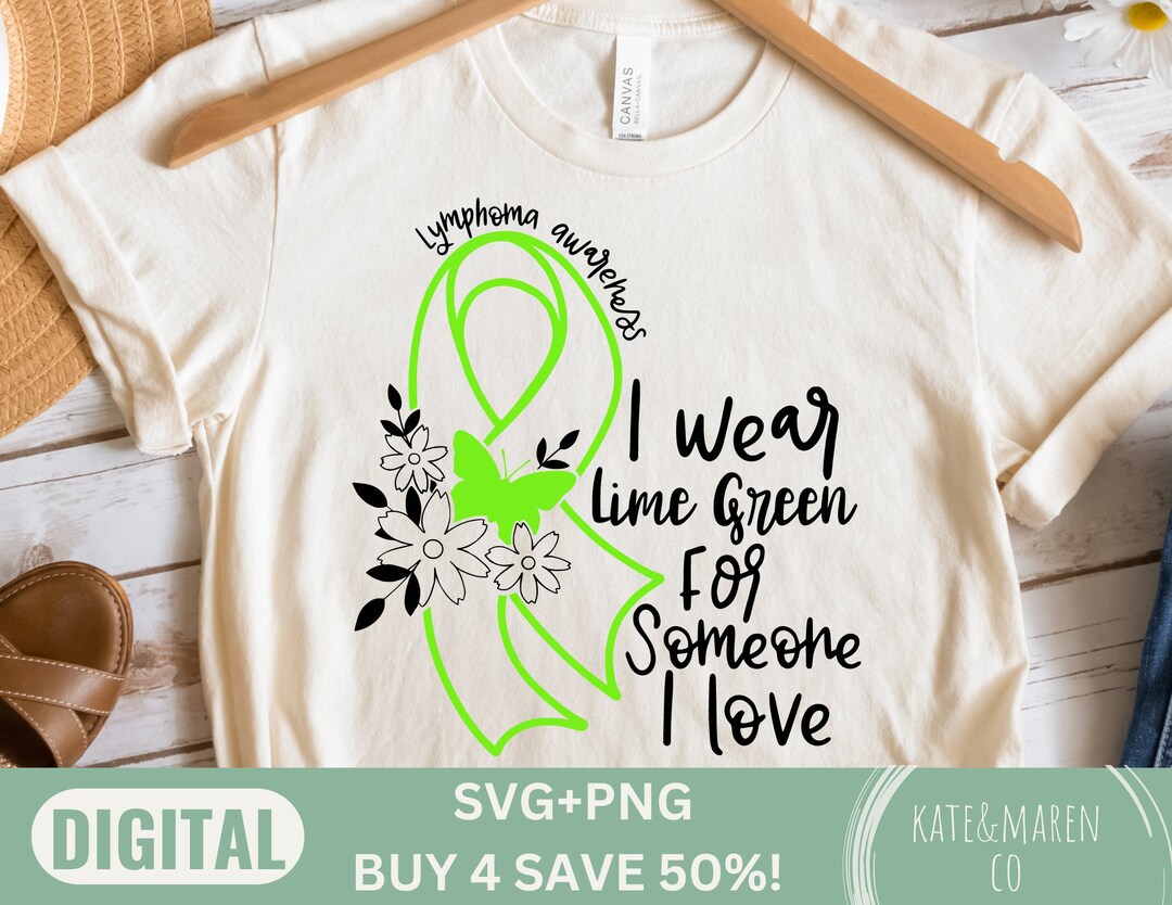 Lymphoma Awareness Svg Lime Green Cancer Ribbon Cricut Cut Etsy