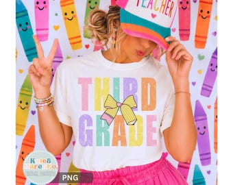 Third Grade PNG: Preppy 3rd Grade Back to School Teacher Design (Digital Download)