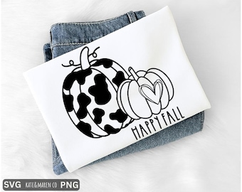 Cow Print Pumpkin SVG PNG: Fall Y'all Western Thanksgiving and Halloween Design (Digital Download)