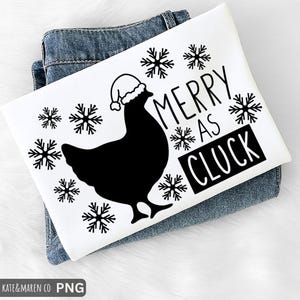 Pollo navideño SVG PNG: Feliz como un cacareo, diseño de pollo divertido (descarga digital)
