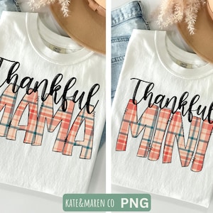 Thankful Mama Mini PNG: Thanksgiving Passender Herbst Design (Digitaler Download)