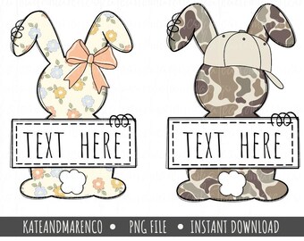 Kids Customizable Easter PNG: Sister and Brother Easter Bunny Design (Digital Download)