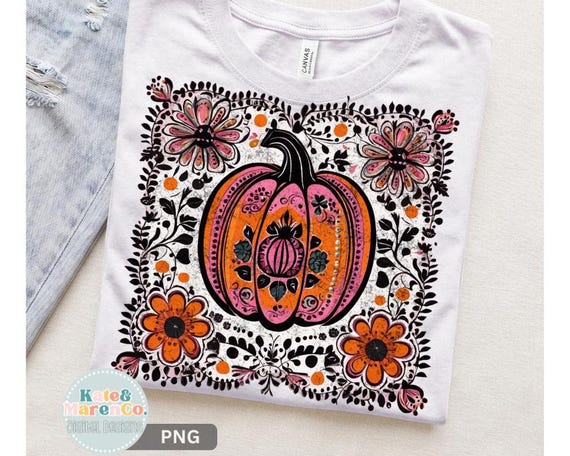 Boho Pumpkin PNG: Fall Floral Pumpkin Design (Digital Download)