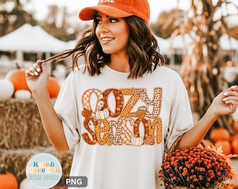 Cozy Season PNG: Preppy Fall Design (Digital Download)