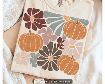 Boho Floral Pumpkin PNG: Fall Halloween Design (Digital Download)