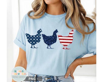 Patriotic Chicken Flag PNG: 4th of July Chicken Design (Digital Download)