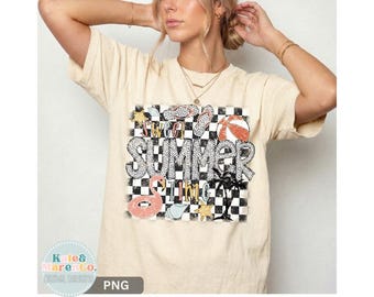 Retro Summer Sublimation Design: Flamingo Beach PNG (Digital Download)