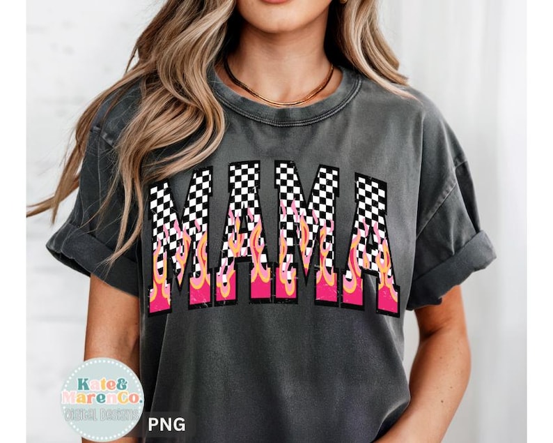 Retro Mama Flame PNG: Pink Mom Flame Design (Digital Download) image 1