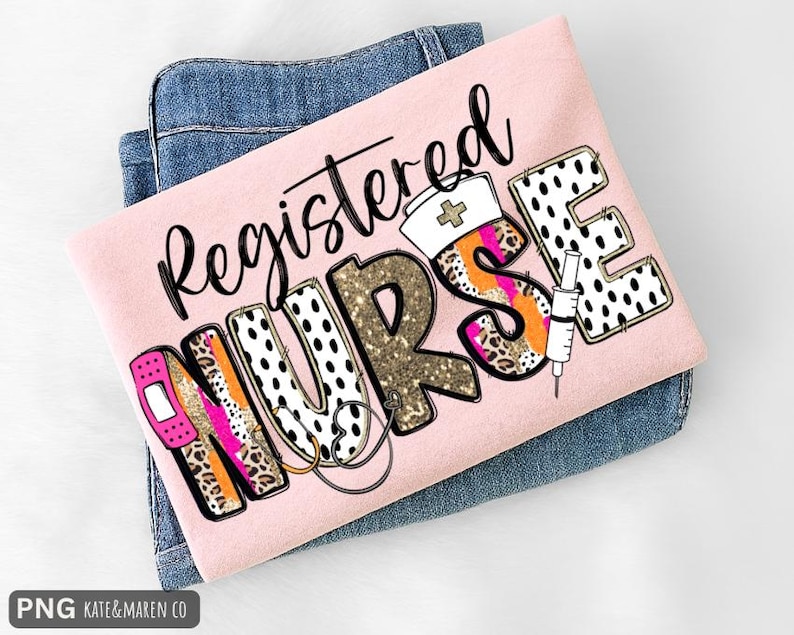 Registered Nurse PNG: RN Sublimation Design (Digital Download) image 1