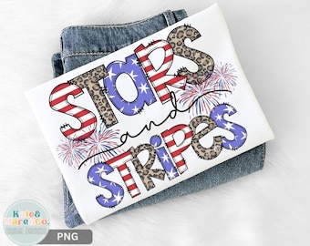 Stars and Stripes PNG: Preppy Patriotic 4th of July Design (Digital Download)