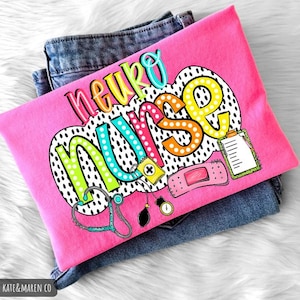Neuro Nurse PNG: Neurology Sublimation Design (Digital Download) image 1
