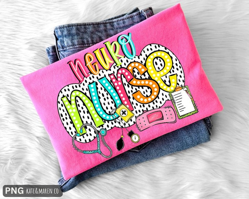Neuro Nurse PNG: Neurology Sublimation Design (Digital Download) image 1