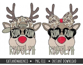 Reindeer Brother and Sister Christmas PNG: Camouflage Sibling Holiday Design (Digital Download)