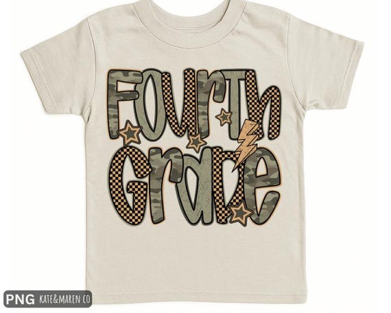 Boy Camouflage Fourth Grade PNG: 4th Grade Design (Digital Download)
