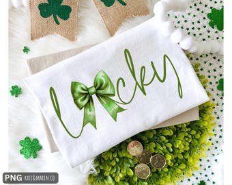 Lucky PNG: Preppy Saint Patrick's Day Coquette Bow Design (Digital Download)