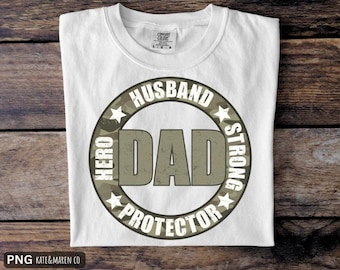 Camo Flag Father's Day PNG: Husband, Daddy, Hero Design (Digital Download)