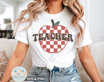 Teacher Apple SVG PNG: Retro Teacher Design (Digital Download)
