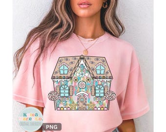 Gingerbread House PNG: Preppy Girls Christmas Sublimation Design (Digital Download)