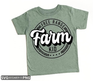 Free Range Farm Kid SVG PNG: design divertente per bambini piccoli (download digitale)