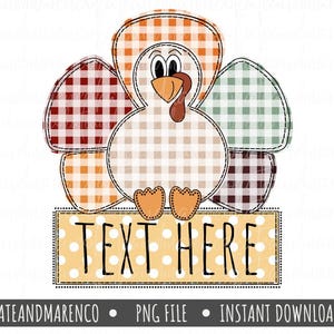 Etiqueta de identificación de pavo de Acción de Gracias personalizable en formato PNG: Diseño infantil de otoño (descarga digital)