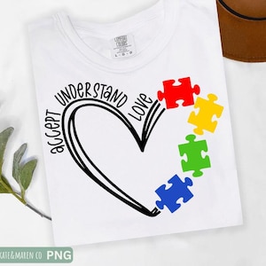 Autism Awareness Puzzle Heart SVG PNG: Peace Love Inclusion (Digital Download)