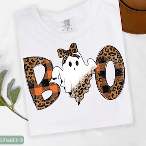 girls halloween png, leopard plaid ghost png, retro halloween png, boo png, halloween sublimation