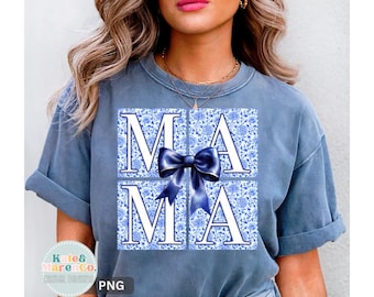 Blue Floral Mama PNG: Mama Coquette Design (Digital Download)