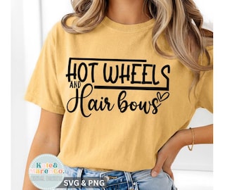 Hot Wheels and Hair Bows SVG PNG: Mom Of Both Design (Digital Download)