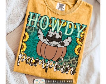 Imagen PNG de la vaca calabaza Howdy: Diseño otoñal del oeste (descarga digital)